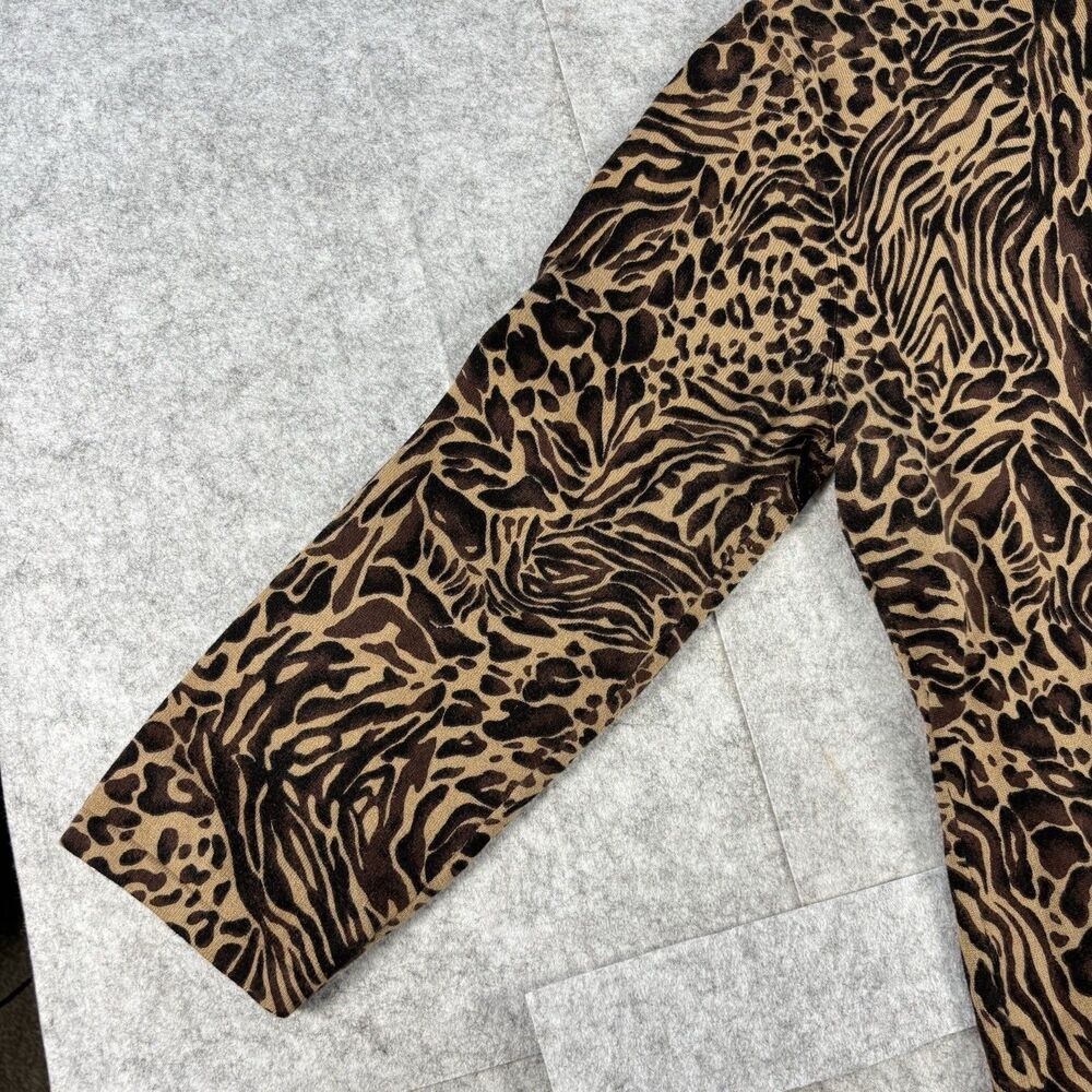 Cable & Gauge Womens XL Animal Print Cardigan Rhinestone Buttons Cotton Blend - Picture 13 of 16